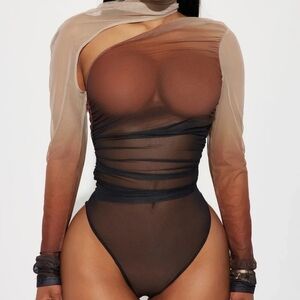 Fashion Nova-Hot Take Mesh Bodysuit; Size small